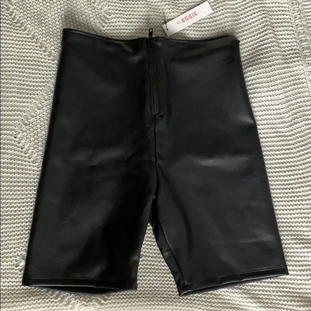 Black Faux Leather Bike Shorts NWT
